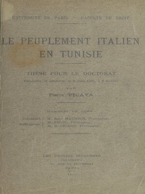 cover image of Le peuplement italien en Tunisie